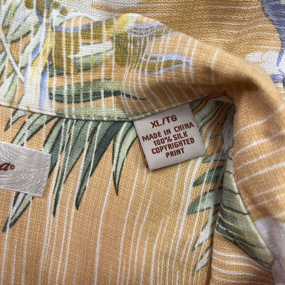 Tommy Bahama Casual Button Down Shirt Men's Yellow Silk Hawaiian Floral Size XL - Picture 5 of 7